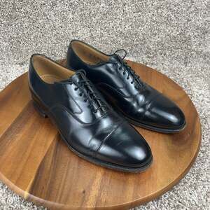Johnston & Murphy Melton Cap Toe Oxford Shoes Men 10 D/B Black Leather Optima